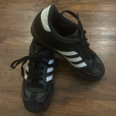 Adidas Samba Sneakers Shoes Youth Big Kids Black Leather - US 4.5