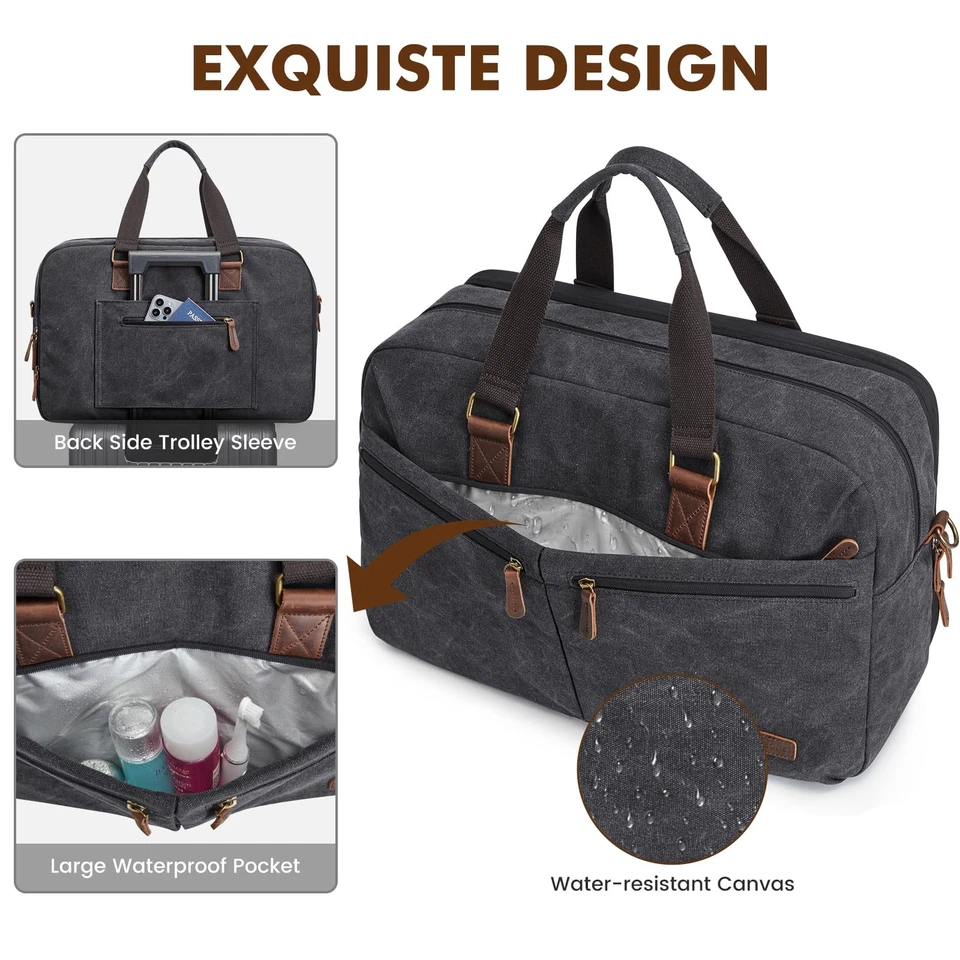 Expandable Duffle Bag for Travel 33L 50L Canvas Weekender Overnight Bags Men ... - Image 3 of 4