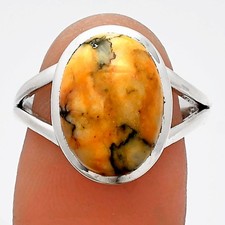 Natural Honey Dendritic Opal 925 Sterling Silver Ring s.8 Jewelry R-1005