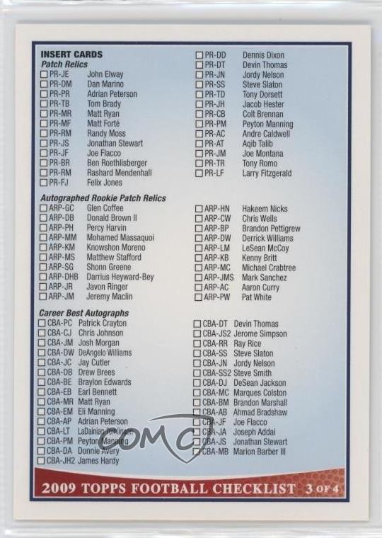 2009 Topps Checklists Checklist 3 (Blue) #3 7ng