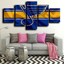 St. Louis Blues NHL Hockey Sports Team Logo Gold & Blue 5 Piece Canvas Wall Art