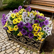 20 bunches Artificial Violet & Yellow Pansies Outdoor Decor