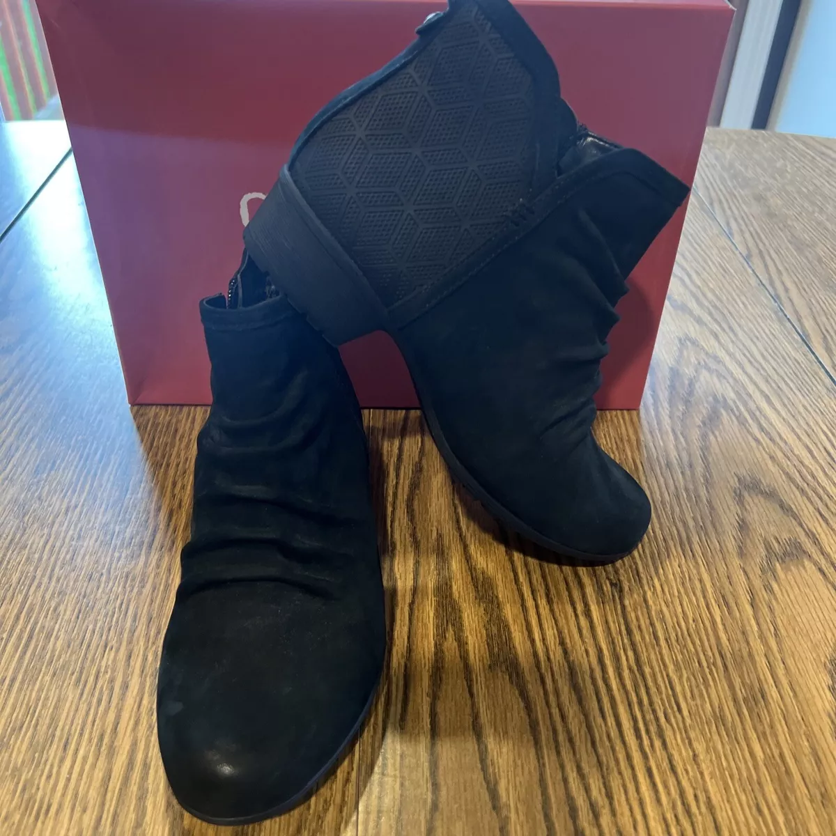 Cobb Hill Womens Gratasha Panel Black Nubuck Ankle Boots CH6183