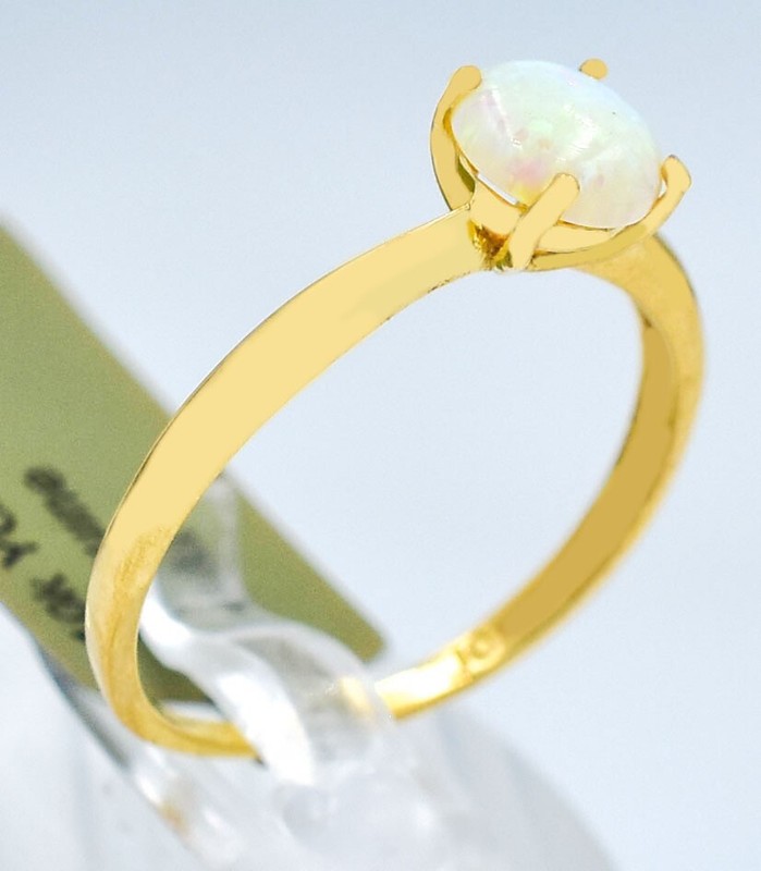 GENUINE 0.68 Cts  OPAL SOLITAIRE RING 10K  YELLOW GOLD - Free Appraisal Service