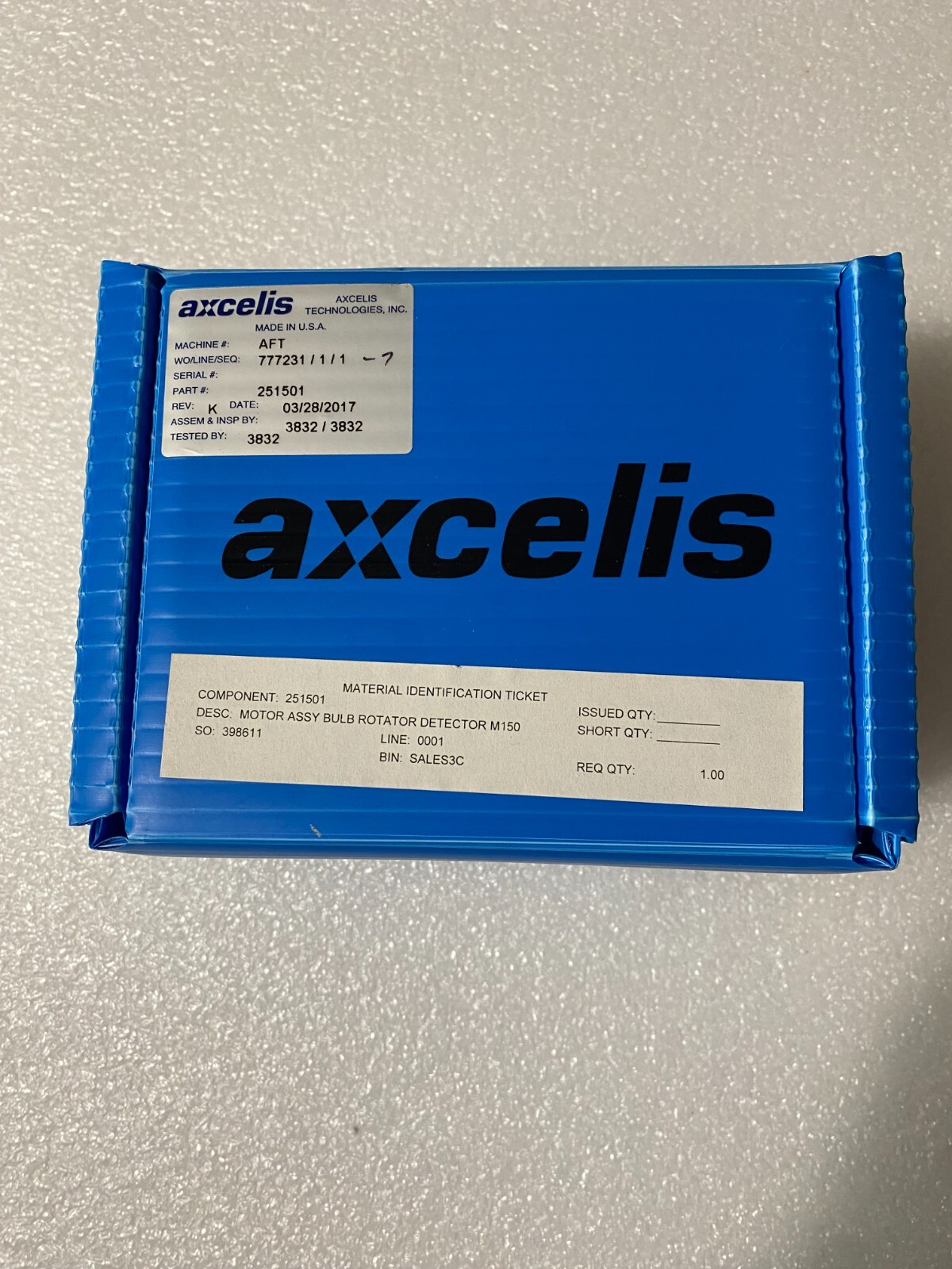 Axcelis 251501 Motor Assy Bulb Rotator Detector M150, Old p/n : 068431 ...