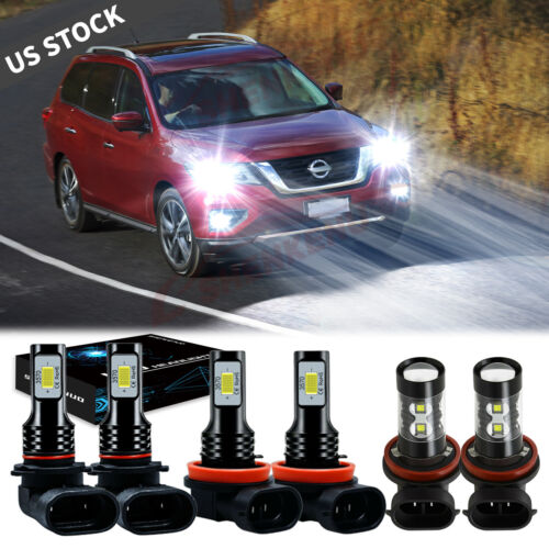 smøre dæk lærred For Nissan Pathfinder 2013 2014 2015 2016 LED Headlight HI/Low +Fog Light  Kit 6x | eBay