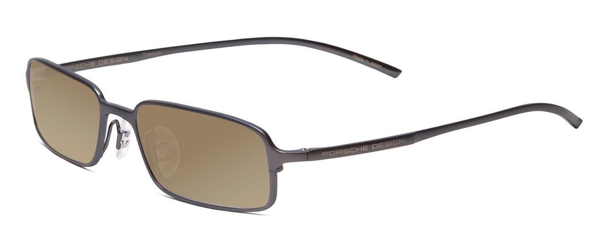 Porsche P8185-B 52mm Polarized Sunglasses Matte Gray Blue Titanium