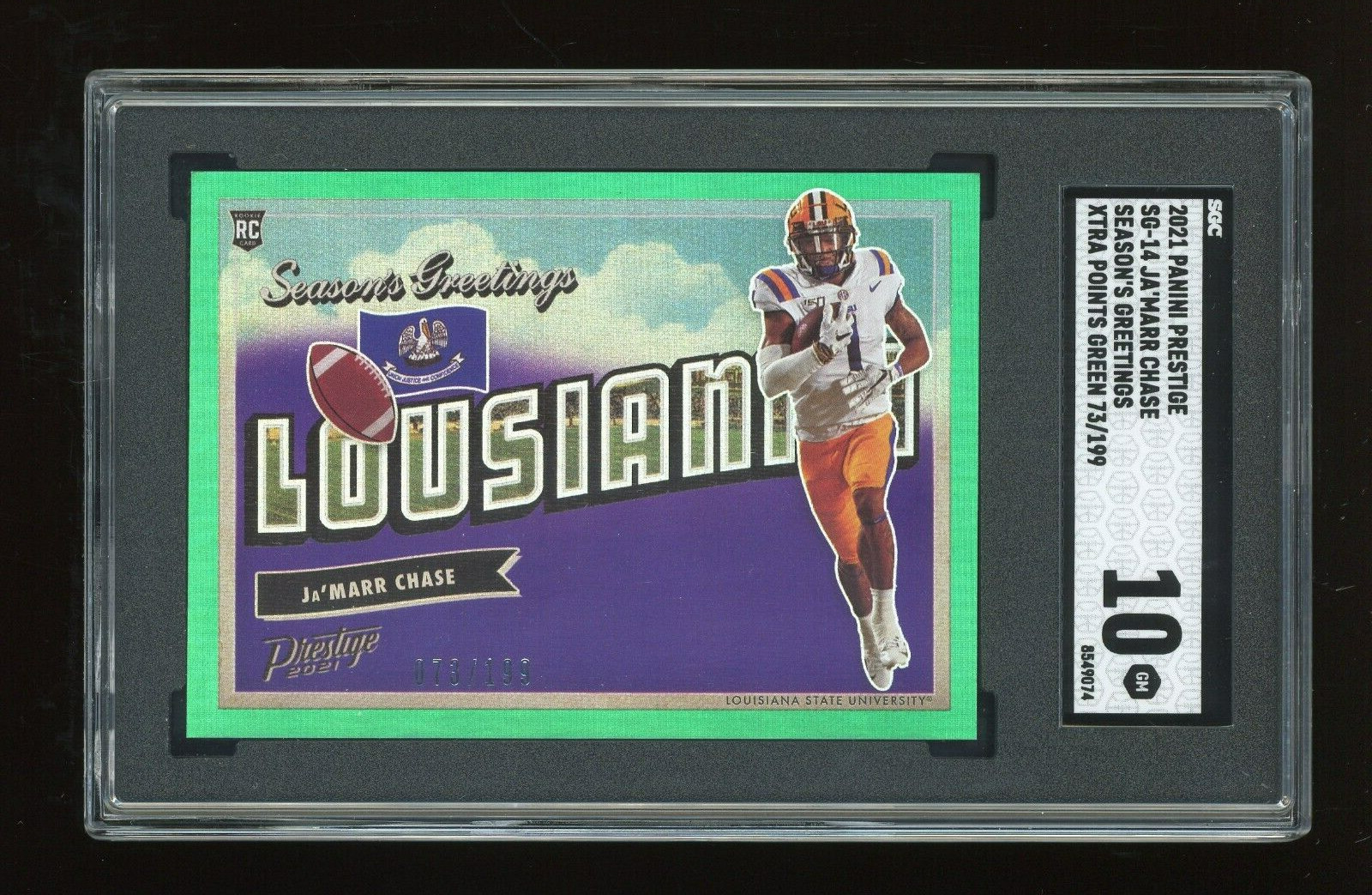 JaMarr Chase Panini Prestige Season's Greetings #SG14 Green Xtra Points