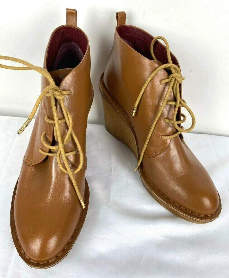 $389 MARC BY MARC JACOBS Brown Luxury Leather Wedge Boots Women's Sz 40/ 10 US - Image 2 of 4