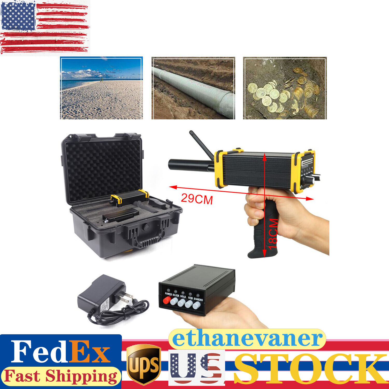 Gem Detector Mineral Detector Set GR-100 30M Long Range Digi