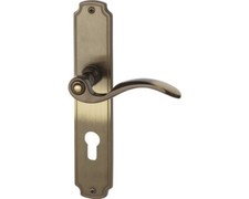 Langschildgarnitur Rebeca Messing brüniert PZ mit 2x Drücker für Wohnungseingang