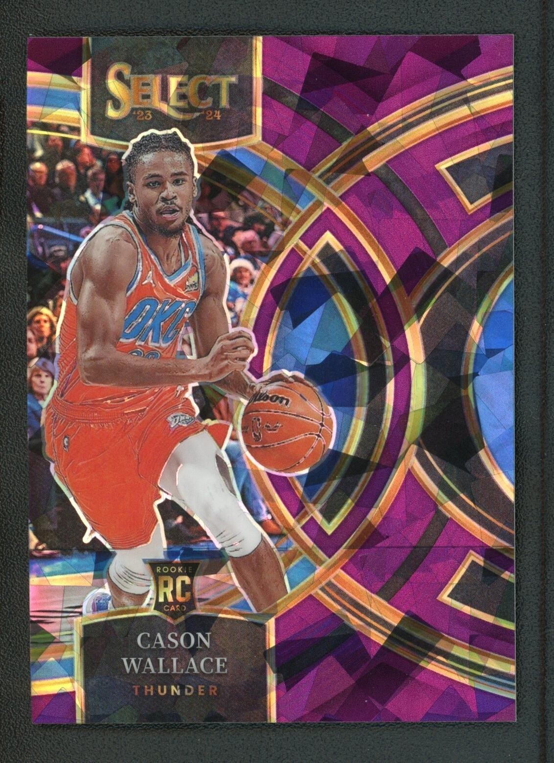 2023-24 CASON WALLACE 37/99 PANINI SELECT PREMIER LEVEL ICE CRACKED PURPLE RC