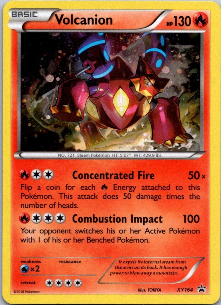 Pokemon TCG Volcanion Black Star Promo XY164 Holo Rare Promo Card Played NM