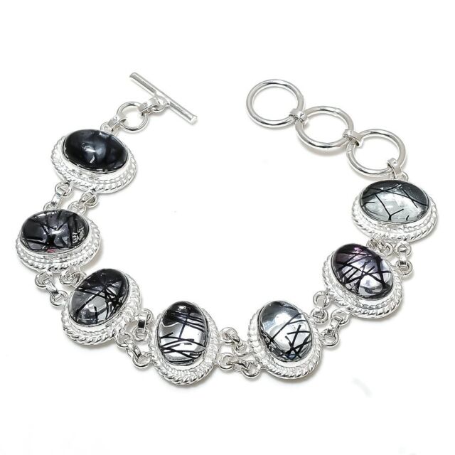 Dendrite Opal Gemstone Handmade 925 Sterling Silver Jewelry Bracelets Size 7-8