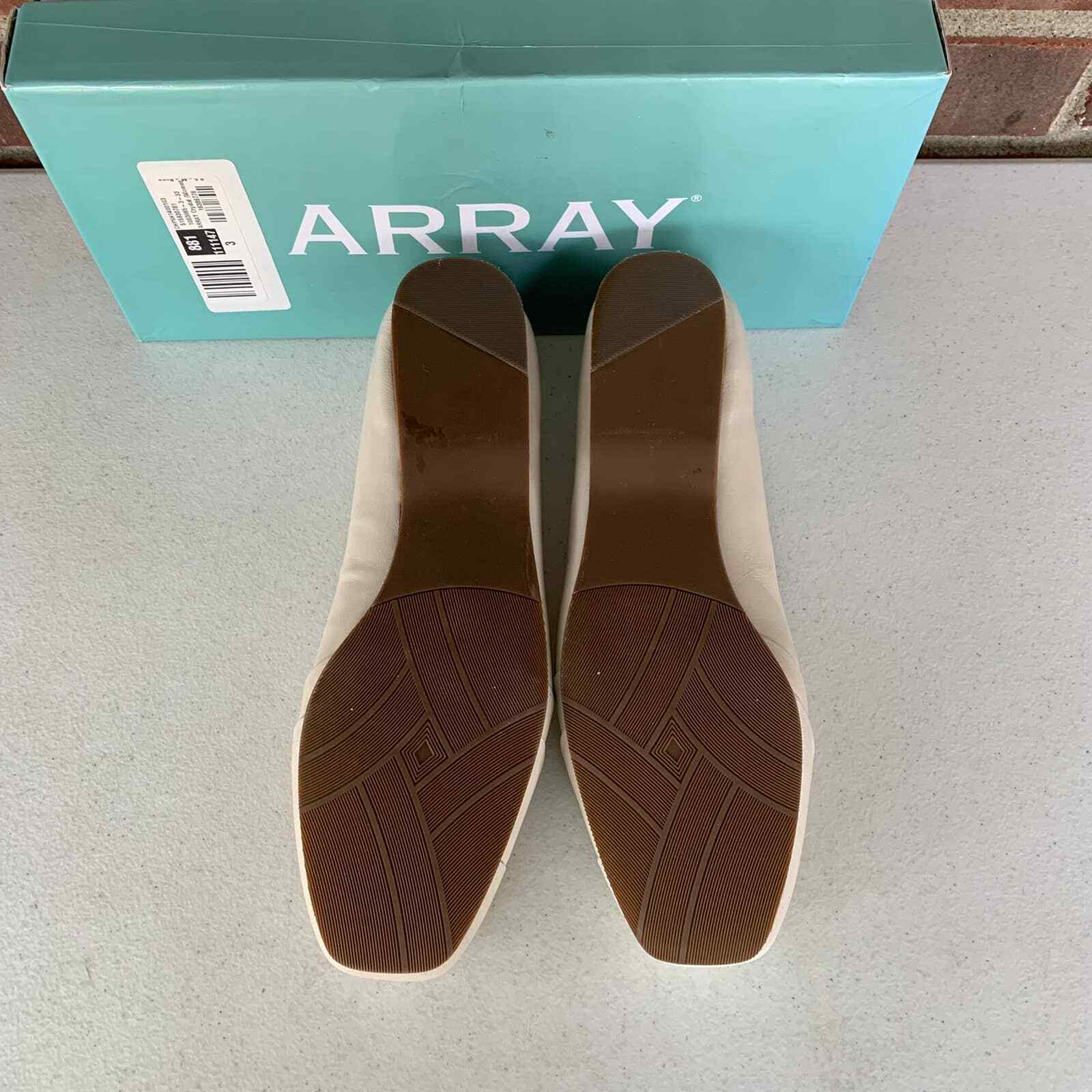 Array beige Leather Square-toe Slip-on Flats loaf… - image 6