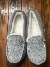 RockDove Women  s Chenille Faux Fur Memory Foam Moccasin Slippers Gray Size 9
