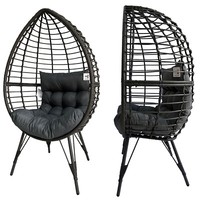 Rattan Egg Chair with Soft Cushion, Teardrop Cuddle Seat, Outdoor/Indoor
