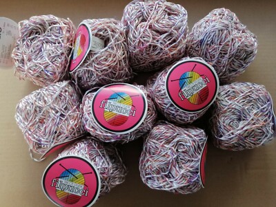 Baumwolle-Viskose 500 Gramm Raggio von Filpucci 2 natur mit bunt