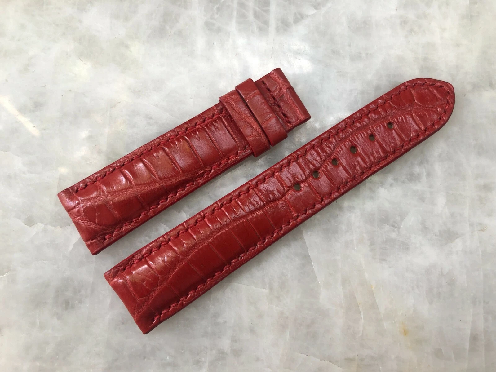 20mm/18mm Red Alligator Crocodile Embossed Leather Watch Strap Band