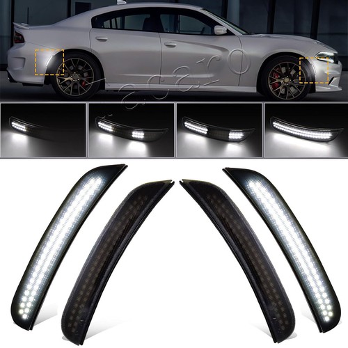 White LED Side Marker Light Front Rear Smoked For 2015-23 Dodge Charger - Bild 1 von 15