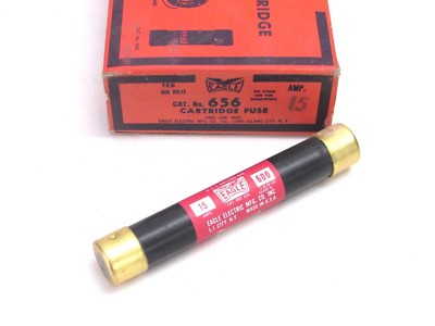 NOS! LOT of 10 EAGLE 15A - 600V CARTRIDGE FUSES, #656