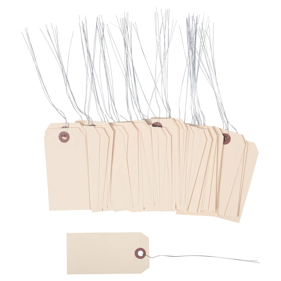 1000-3 3/4" x 1 7/8" Tamaño 3 Manila Inventario Envío Etiquetas Colgantes con Alambre 13 Pt Foto 3 de 4