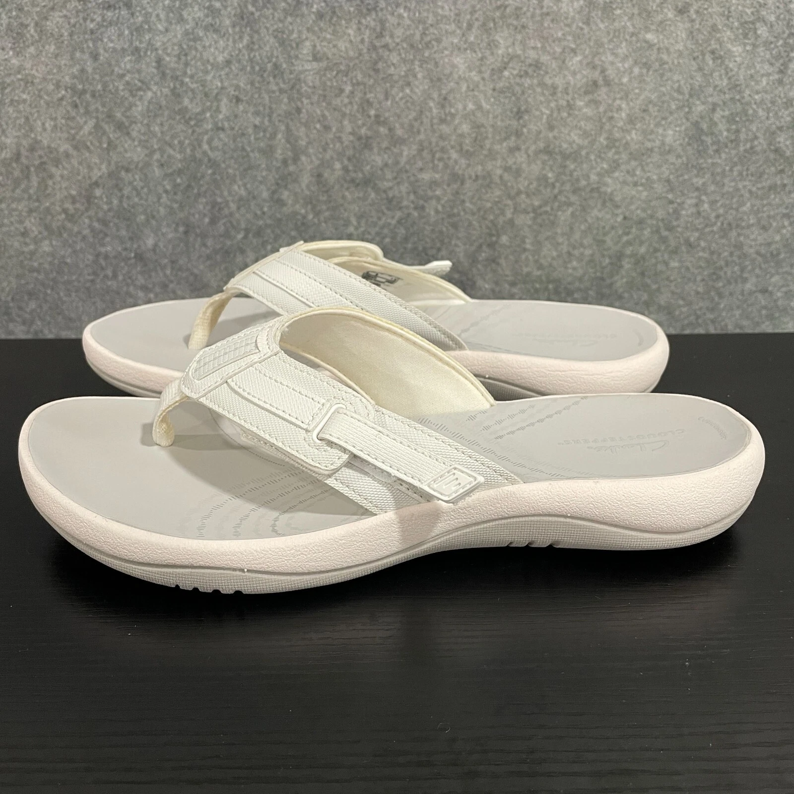 Clarks Cloudstepper sandalo donna 10M bianco comodo infradito perizoma spiaggia resort