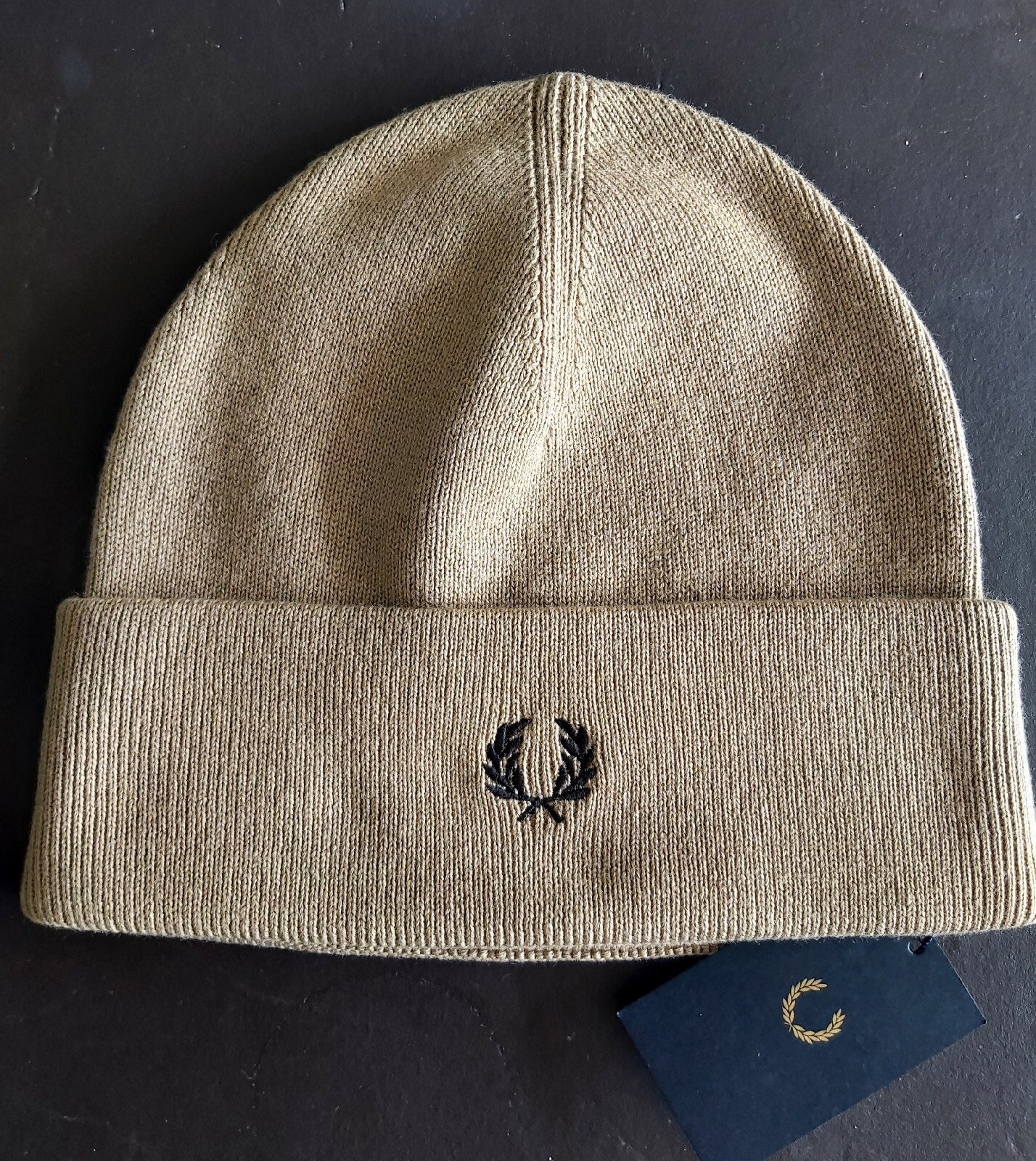 Genuine FRED PERRY Warm Stone Merino 52% Wool Cuff BEANIE HAT UNISEX Tags C9160
