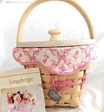 Longaberger 2001 HORIZON OF HOPE whitewashed tie on Liner, insert, lid & leaflet