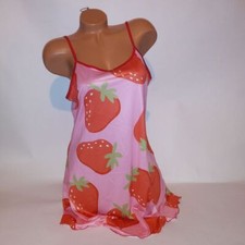 Shein X Lingerie Chemise Slip XL Pink Red Strawberries New