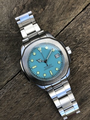 PREMIUM CUSTOM NAUTMOD *Modded NH35A Movement* Turquoise Dial- C3 green Lume