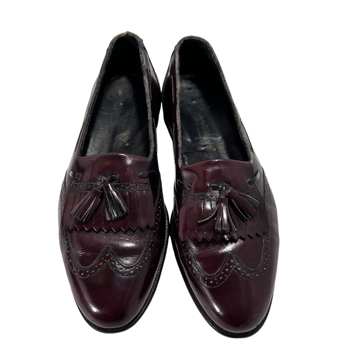 Johnston & Murphy Tassel Loafers Mens Size 10 Burgundy Leather Wingtip Brogue Johnston & Murphy Brogue Dress Shoes for Men for sale | eBay main image 2