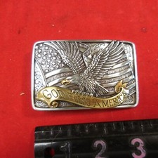Nocona Flag  American Eagle God Bless America Patriotic Metal Belt Buckle