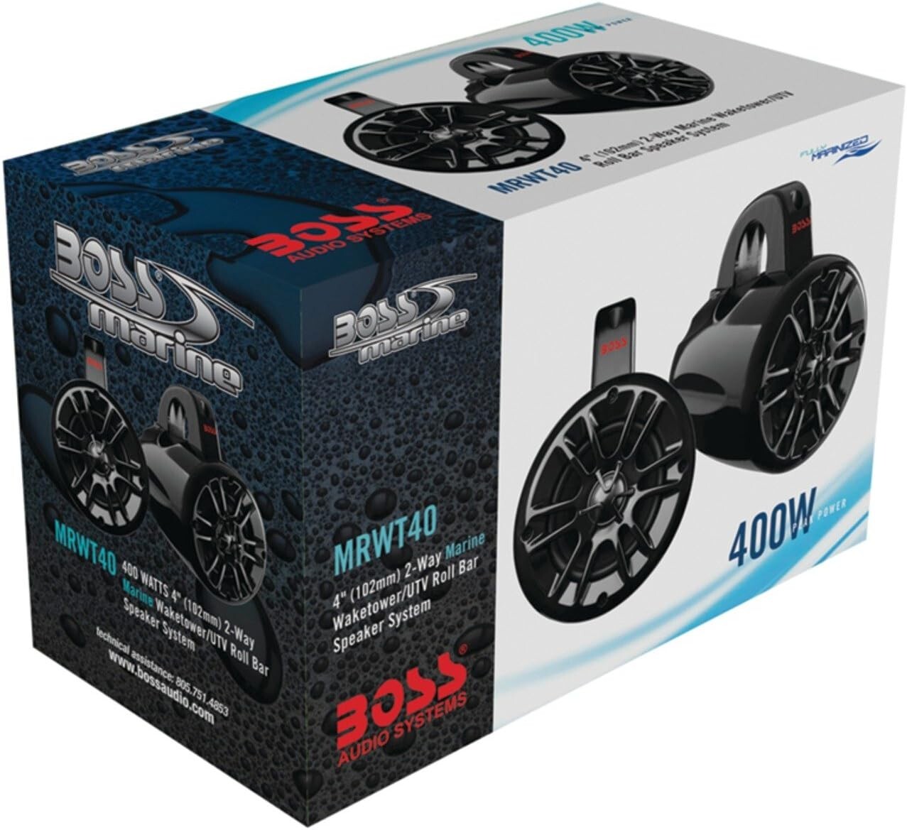 BOSS Audio Systems MRWT40 ATV UTV Marine Weatherproof Waketower System - 4 Inch