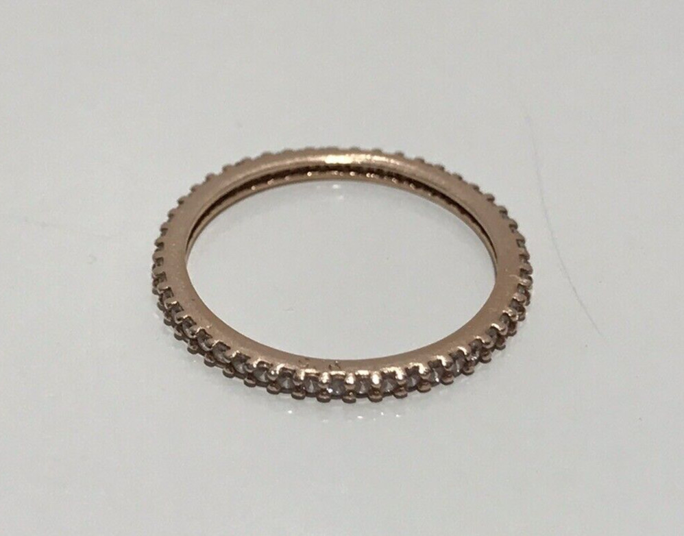 Solid Sterling Silver Rose Gold Stackable CZ Ring… - image 9