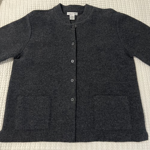Deane & White Sweater Jacket Women’s Medium Gray Wool Pockets Cardigan Vtg - Picture 2 of 13