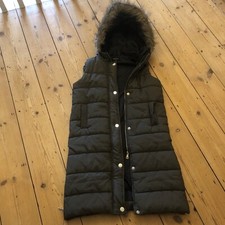 Long Gilet Boohoo Size 8 Fur Edged Hood