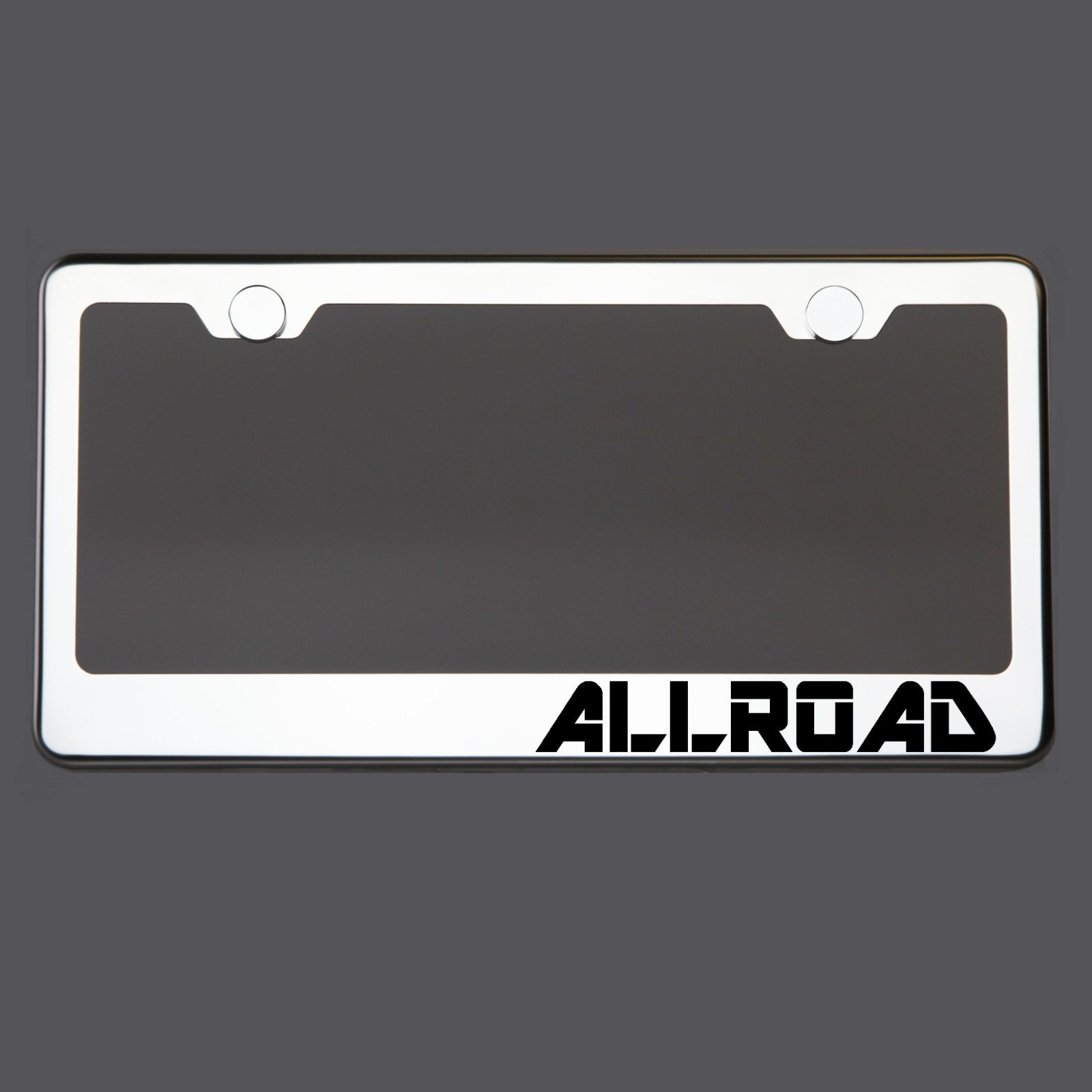 Polish Mirror License Plate Frame ALLROAD Laser Etched Metal Screw Cap