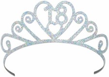 Beistle Silver Glitter 18" Metal Tiara-1 Pc