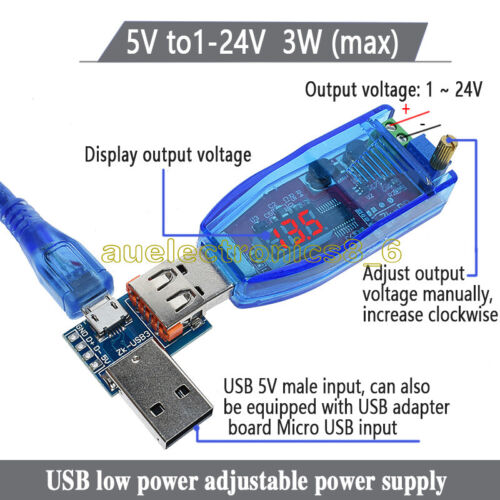 DC-DC 5V to 1V-24V USB Step Up Down Voltage Converter Module Display LED NEW - Foto 2 di 6