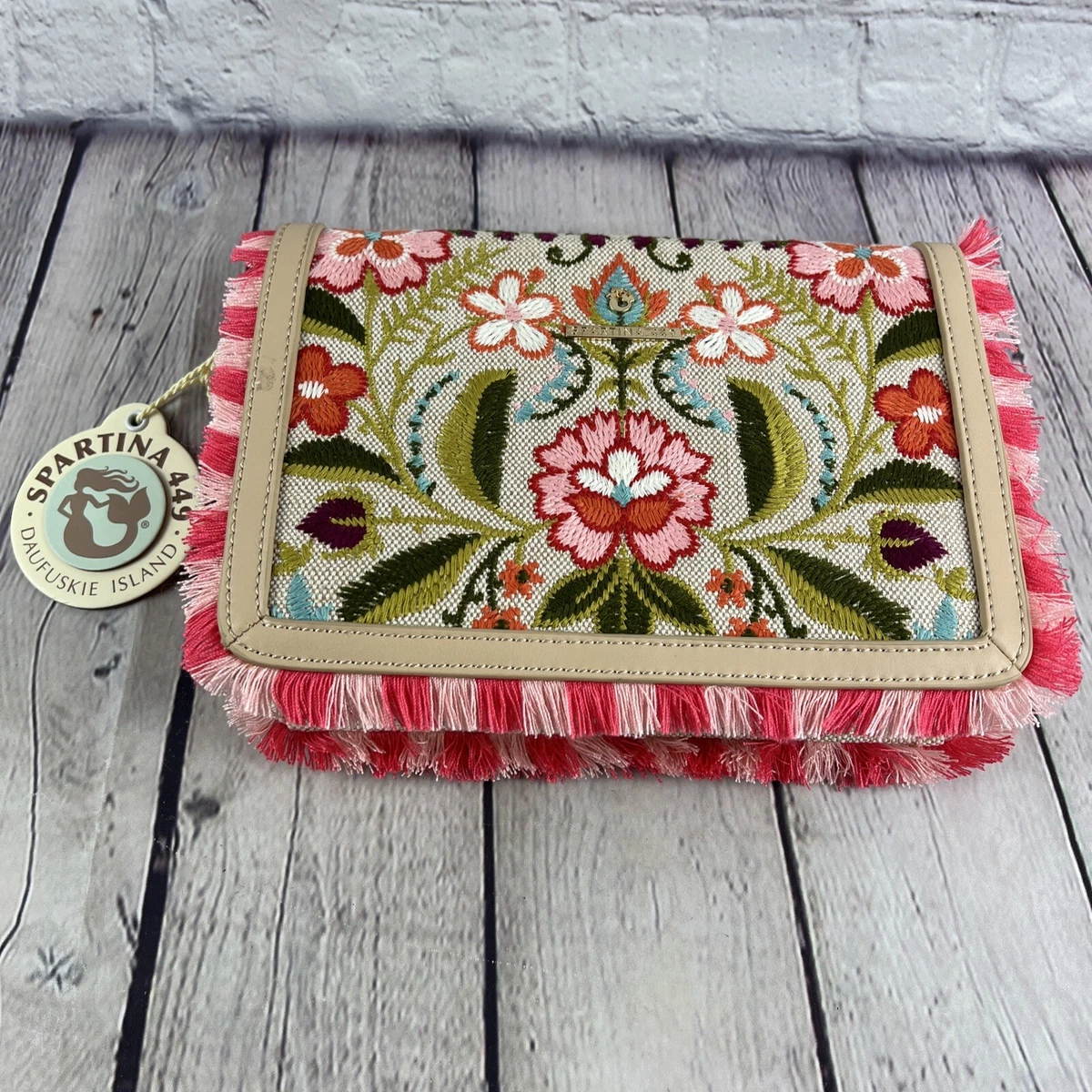 New SPARTINA 449 Cordelia Clutch Crossbody Blossom Bag Daufuskie Island