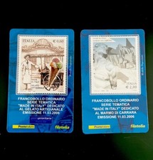 GELATO ARTIGIANALE e MARMO CARRARA -  2 Tessere Filateliche 2006
