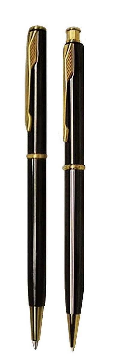 Parker Insignia Lacquer Black & Gold Ballpoint Pen & Pencil Set