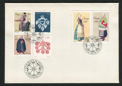 SWEDEN 1979, TRADITIONAL WOMEN'S COSTUMES AND JEWELRY, Scott 1304-1309 on F.D.C.