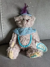 New PICKFORD BEARS Sidney BRASS BUTTON Power Bear Of Health 9” Turquoise