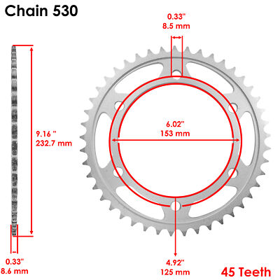 Rear Wheel Chain Sprocket for Kawasaki 1100 GPz ZX1100 1995 1996