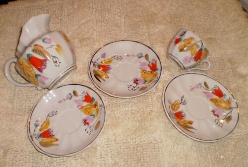 antique verbilki gardner tea set russian porcelain set of 5 pieces - Picture 2 of 6