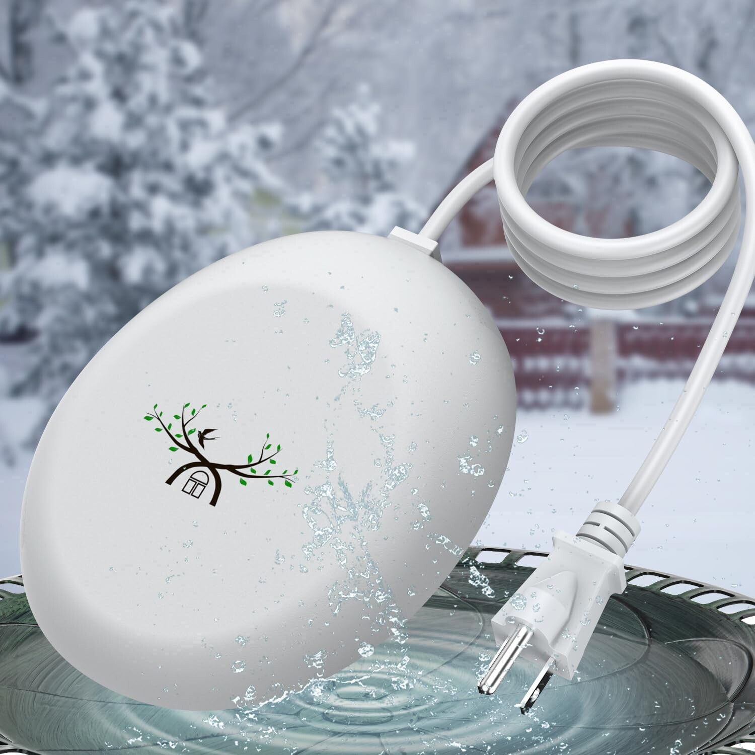MAPOTAD 500W Bird Bath Heater, Storage Tank Heater, Cast Aluminum De-icer, Thermostation-Controlled Water Heater, For Winter Livestock, Poultry, Animals, Birds Drinking