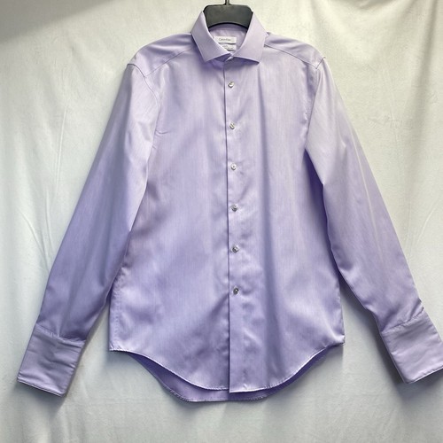 Calvin Klein Slim Fit Performance Non-Iron Dress Shirt Men Medium 15 32/33 Lilac
