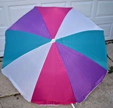 Vintage Beach 6ft Oceanside Umbrella Colorful New Retro Bright w/ Carrying Bag